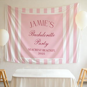Personalized Coastal Bachelorette Tapestry, Beach Bach Banner, Coastal Party Decor, Toast on the Coast Party Banner, Custom Party Favors