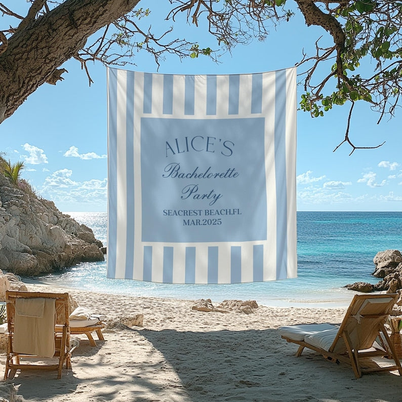 Personalized Coastal Bachelorette Tapestry, Beach Bach Banner, Coastal Party Decor, Toast on the Coast Party Banner, Custom Party Favors