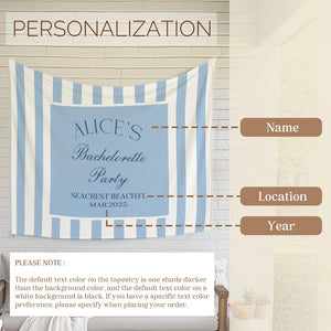Personalized Coastal Bachelorette Tapestry, Beach Bach Banner, Coastal Party Decor, Toast on the Coast Party Banner, Custom Party Favors