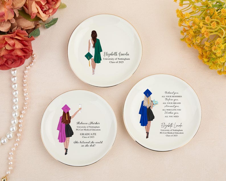 Graduation Gift for Her, Personalized Jewelry Dish for Daughter, PHD Graduation, Masters Degree Gift, Graduation Jewelry Dish, Class of 2025