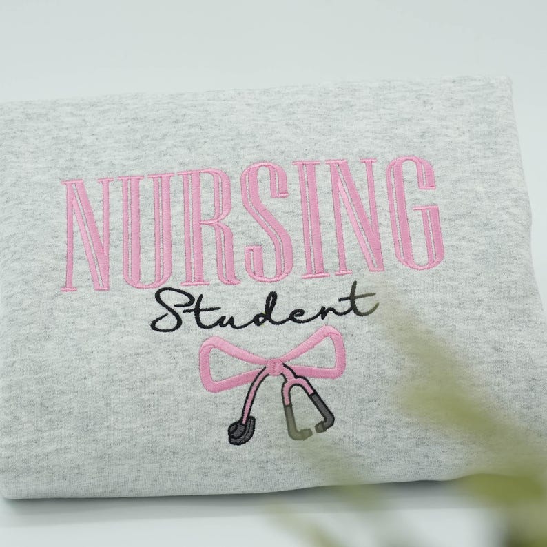 NURSING STUDENT Embroidered Hoodie, Bow Stethoscope, Nursing Sweatshirt, Embroidered Sweatshirt, Nursing School Gift Crewneck il_794xN.6792652230_ncuj.jpg