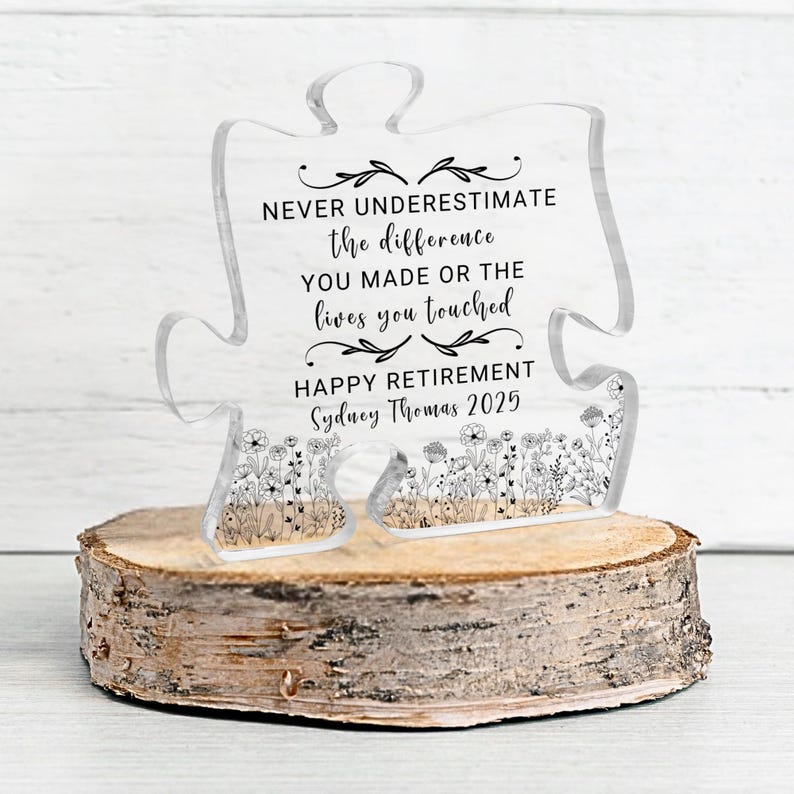 Personalized Retirement Gift For Women, Custom Puzzle Acrylic Plaque Retired Gift For Boss, Co Worker Officially Retired Gift For Her Teacher Nurse