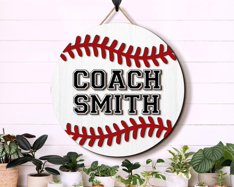 Baseball Coach Door Hanger, Personalized Baseball Coach Gift, PE Teacher Gift, Male Teacher Gift, Baseball Sign, Coach Appreciation Gift