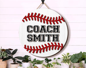 Baseball Coach Door Hanger, Personalized Baseball Coach Gift, PE Teacher Gift, Male Teacher Gift, Baseball Sign, Coach Appreciation Gift