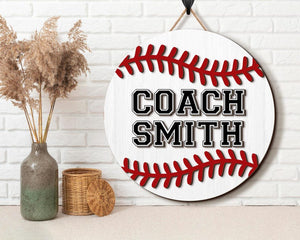 Baseball Coach Door Hanger, Personalized Baseball Coach Gift, PE Teacher Gift, Male Teacher Gift, Baseball Sign, Coach Appreciation Gift