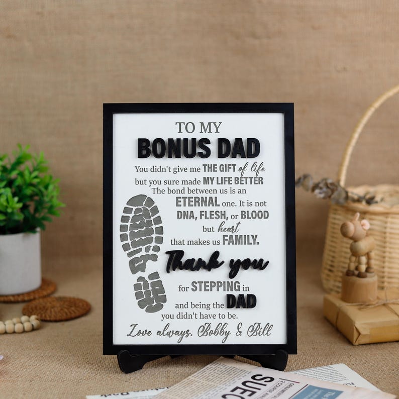 To My Bonus Dad Sign, Stepped Up Dad Wooden Plaque, Step Dad Fathers Day Gift from Kids, Adopted Dad Gift, Step Dad Adoption, Blended Family