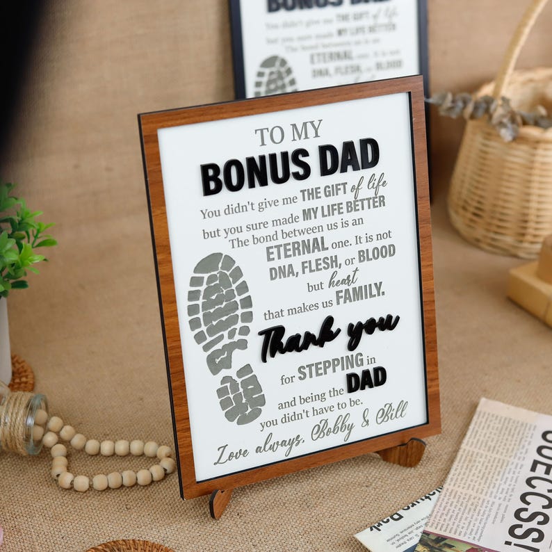 To My Bonus Dad Sign, Stepped Up Dad Wooden Plaque, Step Dad Fathers Day Gift from Kids, Adopted Dad Gift, Step Dad Adoption, Blended Family