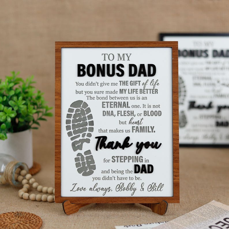 To My Bonus Dad Sign, Stepped Up Dad Wooden Plaque, Step Dad Fathers Day Gift from Kids, Adopted Dad Gift, Step Dad Adoption, Blended Family