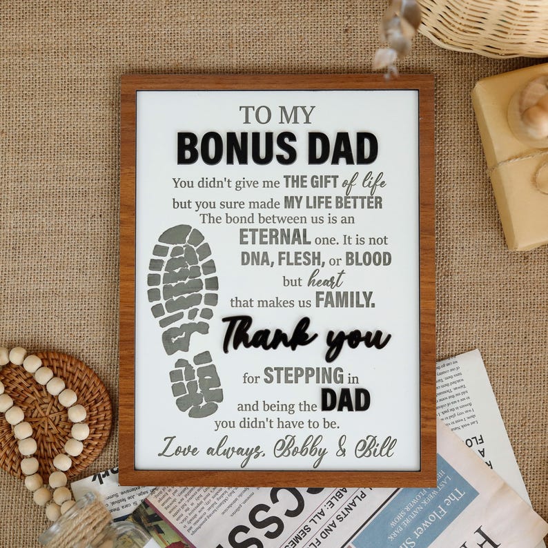 To My Bonus Dad Sign, Stepped Up Dad Wooden Plaque, Step Dad Fathers Day Gift from Kids, Adopted Dad Gift, Step Dad Adoption, Blended Family