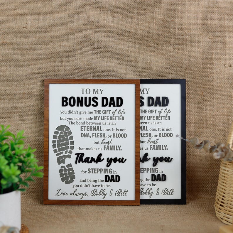 To My Bonus Dad Sign, Stepped Up Dad Wooden Plaque, Step Dad Fathers Day Gift from Kids, Adopted Dad Gift, Step Dad Adoption, Blended Family