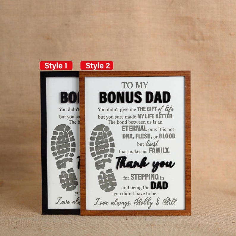 To My Bonus Dad Sign, Stepped Up Dad Wooden Plaque, Step Dad Fathers Day Gift from Kids, Adopted Dad Gift, Step Dad Adoption, Blended Family