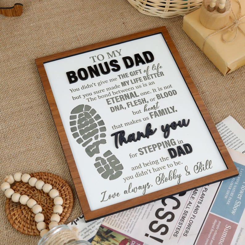To My Bonus Dad Sign, Stepped Up Dad Wooden Plaque, Step Dad Fathers Day Gift from Kids, Adopted Dad Gift, Step Dad Adoption, Blended Family
