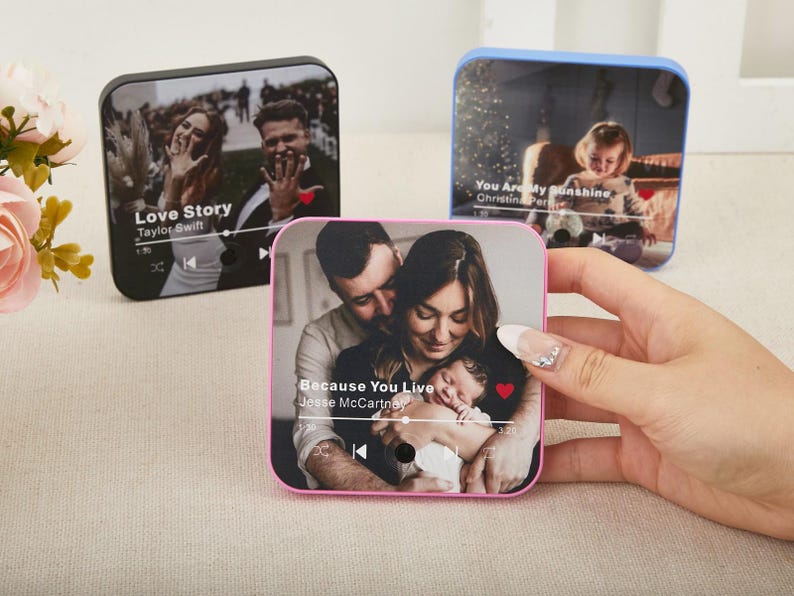 Custom Music Fridge Magnet with Photo,Personalized Audio Refrigerator Magnet,Play Song Music Box Gift for Couple,Unique Anniversary Gift