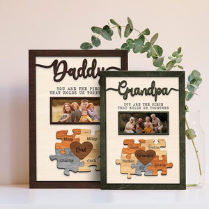 Fathers Day Puzzle Sign Personalized Dad Wood Sign Gift for Dad Fathers Day Gift from Daughter, Dad sign Gift, Wooden Sign for Grandpa