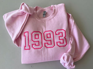 Custom YEAR Embroidered Varsity Crewneck - Embroidery Crewneck- Custom Embroidery - Personalized Sweatshirt - Embroidered Number Sweatshirt il_794xN.6794414033_tr7a.jpg