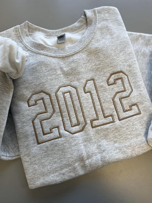 Custom YEAR Embroidered Varsity Crewneck - Embroidery Crewneck- Custom Embroidery - Personalized Sweatshirt - Embroidered Number Sweatshirt il_794xN.6794417333_4h3z.jpg