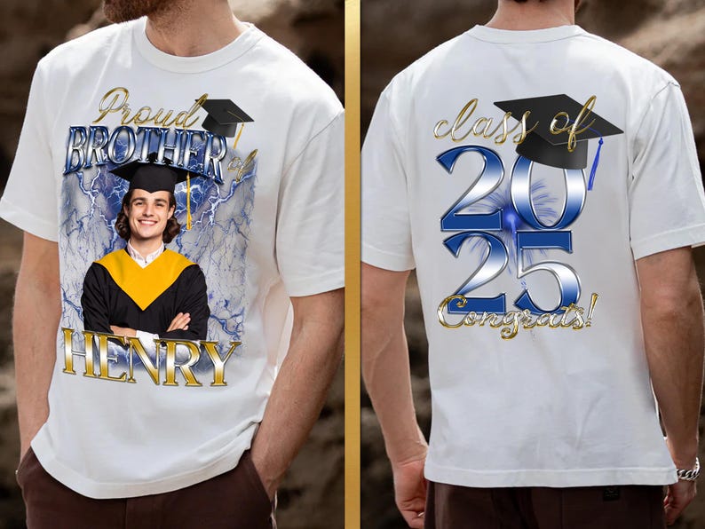 Personalized Graduation Gifts for Her Him, Custom Senior Graduation Shirt with Face, Class of 2025 Family Graduation Shirt, Proud Senior Tee