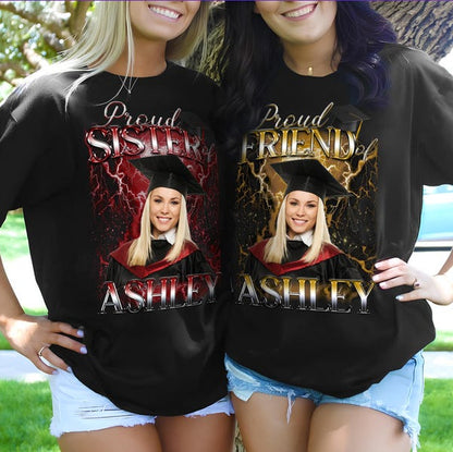 Personalized Graduation Gifts for Her Him, Custom Senior Graduation Shirt with Face, Class of 2025 Family Graduation Shirt, Proud Senior Tee