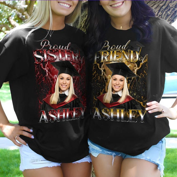 Personalized Graduation Gifts for Her Him, Custom Senior Graduation Shirt with Face, Class of 2025 Family Graduation Shirt, Proud Senior Tee