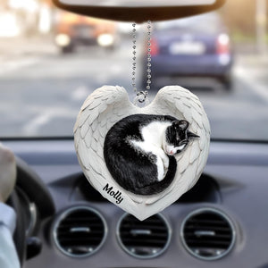 Personalized Cat Sleeping Angel Wings Ornament, Custom Cat Car Hanging Ornament, Cat Christmas Tree Decor, Gift For Pet Lovers