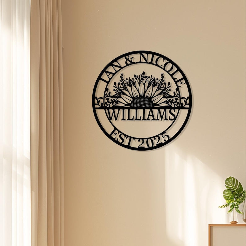 Personalized Wedding Sign Gifts, Custom Last Name Established Sign, Family Name Metal Wall Art,Anniversary Couple Gifts for Her,Housewarming