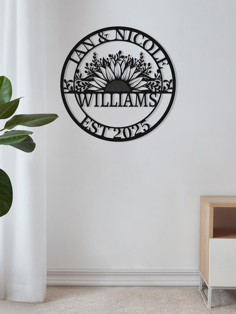 Personalized Wedding Sign Gifts, Custom Last Name Established Sign, Family Name Metal Wall Art,Anniversary Couple Gifts for Her,Housewarming