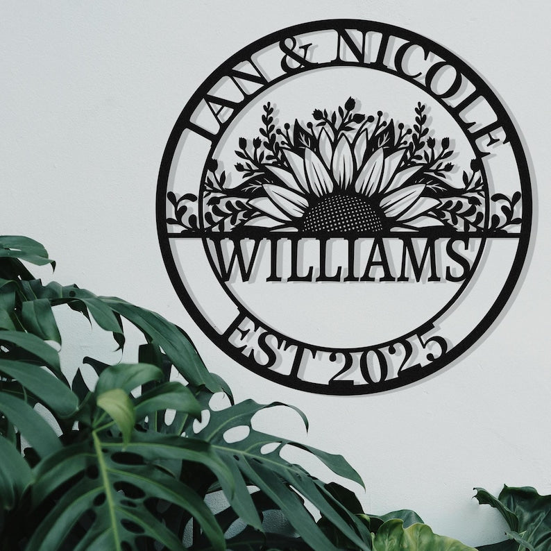 Personalized Wedding Sign Gifts, Custom Last Name Established Sign, Family Name Metal Wall Art,Anniversary Couple Gifts for Her,Housewarming