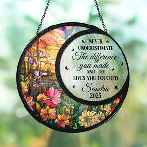 Retirement Gift, Personalized Retirement Stained Glass Suncatcher, Retirement Keepsake,Floral Retirement,Retirement Decor,Retirement Present