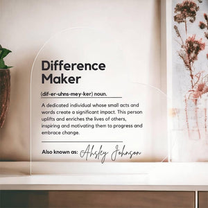 Difference Maker Gift Plaque Custom Retirement Gift Employee gift Teacher Gift Coworker Gift Appreciation Gift Coworker gift Thank You Gift