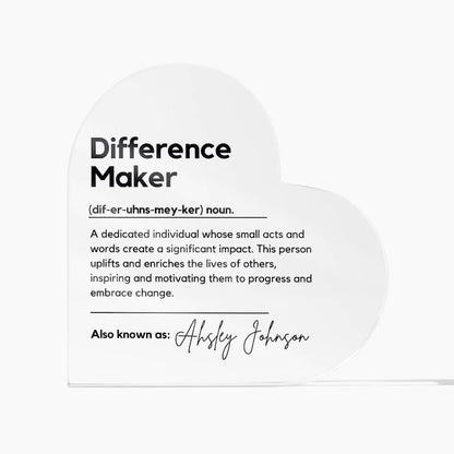 Difference Maker Gift Plaque Custom Retirement Gift Employee gift Teacher Gift Coworker Gift Appreciation Gift Coworker gift Thank You Gift