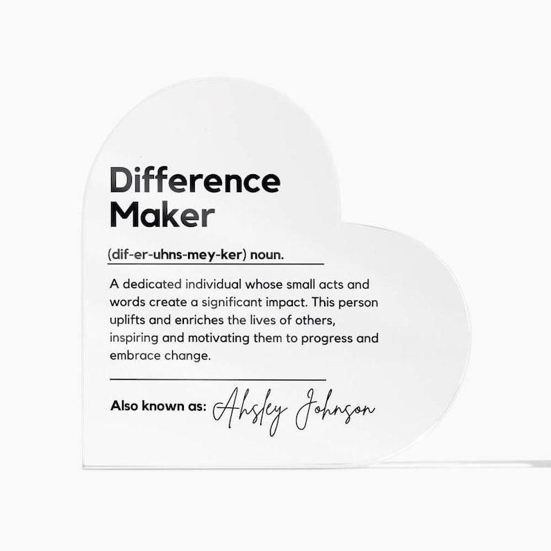 Difference Maker Gift Plaque Custom Retirement Gift Employee gift Teacher Gift Coworker Gift Appreciation Gift Coworker gift Thank You Gift