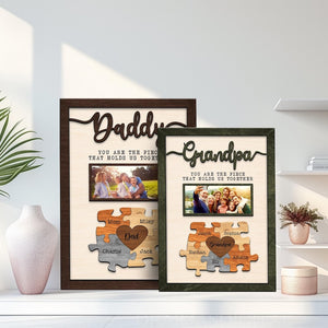 Fathers Day Puzzle Sign Personalized Dad Wood Sign Gift for Dad Fathers Day Gift from Daughter, Dad sign Gift, Wooden Sign for Grandpa