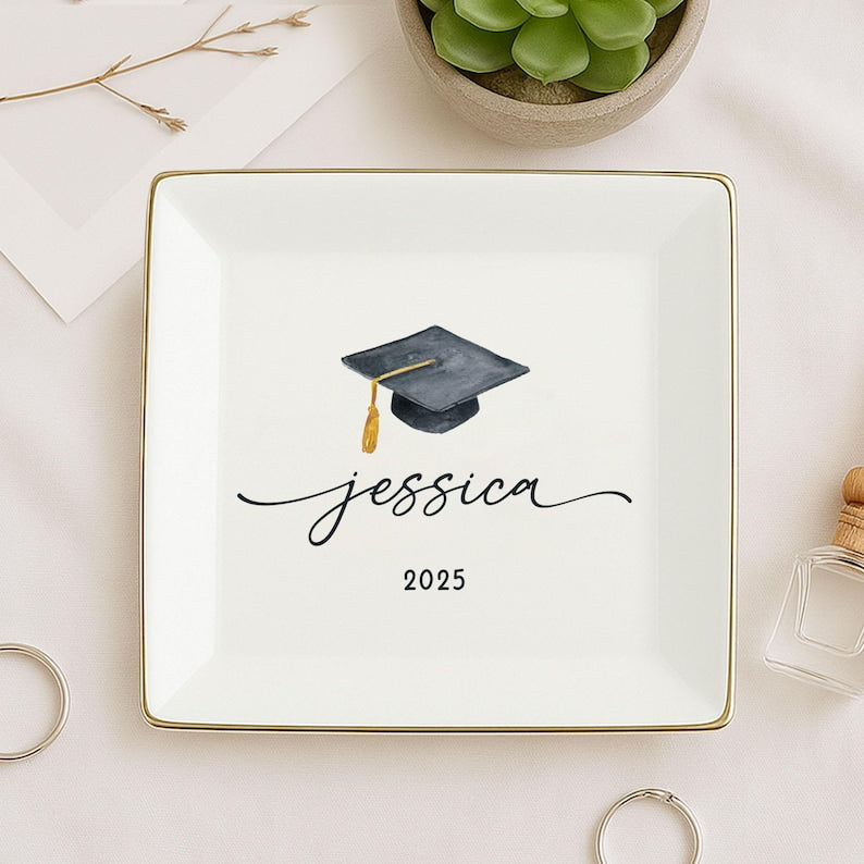 Personalized Graduation Jewelry Dish, Custom Graduation Ring Dish, Graduation Gifts, College Graduation Gifts, Class of 2026, Masters Degree