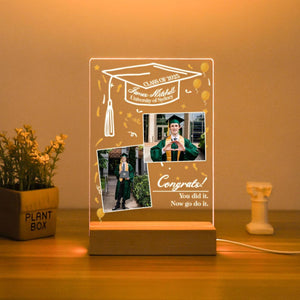 Personalised Graduation Photo Frame Night Light with Name, Graduation 2026 LED Lamp, Acrylic Graduate Plaque, Graduate Senior, Gifts for Her