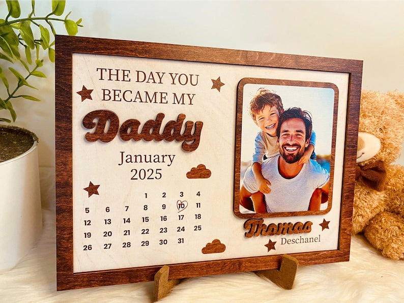 Personalized The Day You Became My Daddy Sign, Father's Day Gifts Sign, New Dad Gift From Baby, First Fathers Day Gift, Custom Photo Gift