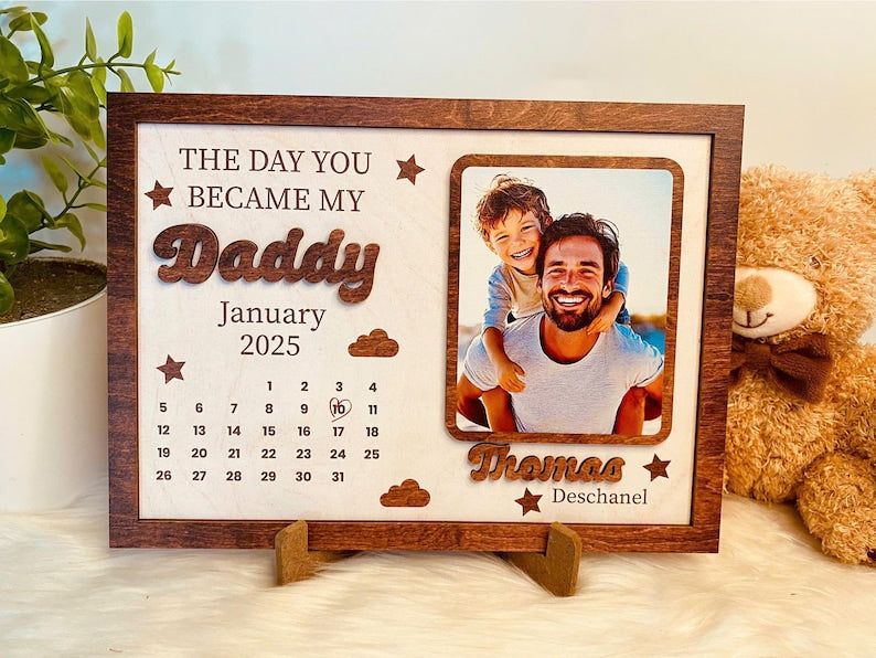 Personalized The Day You Became My Daddy Sign, Father's Day Gifts Sign, New Dad Gift From Baby, First Fathers Day Gift, Custom Photo Gift