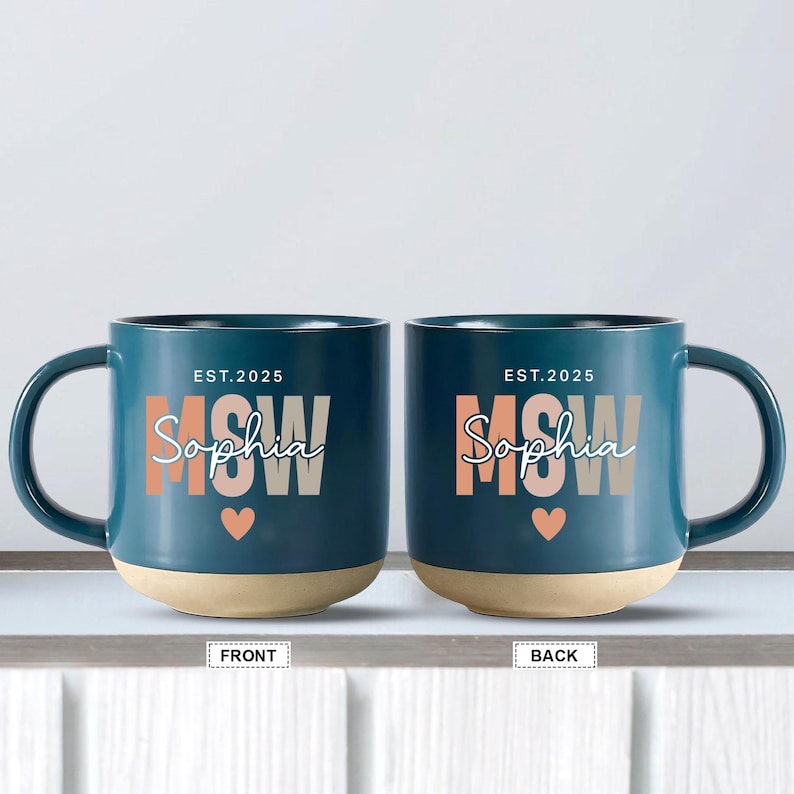 Personalized MSW Graduation Gift, Social Worker Pottery Mug, New MSW, Grad Gift, Master Social Worker, Custom MSW Graduate idea