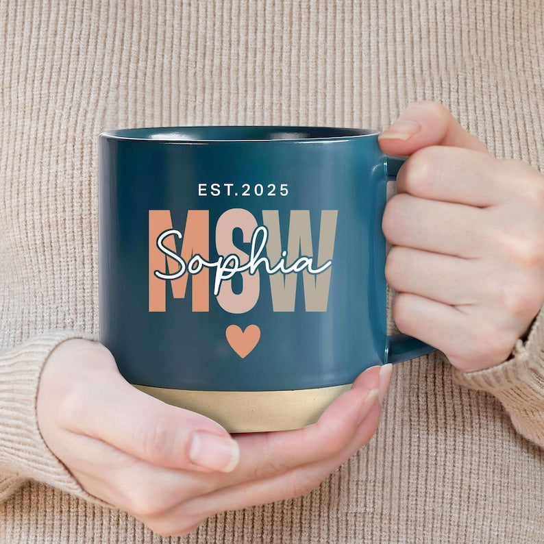 Personalized MSW Graduation Gift, Social Worker Pottery Mug, New MSW, Grad Gift, Master Social Worker, Custom MSW Graduate idea