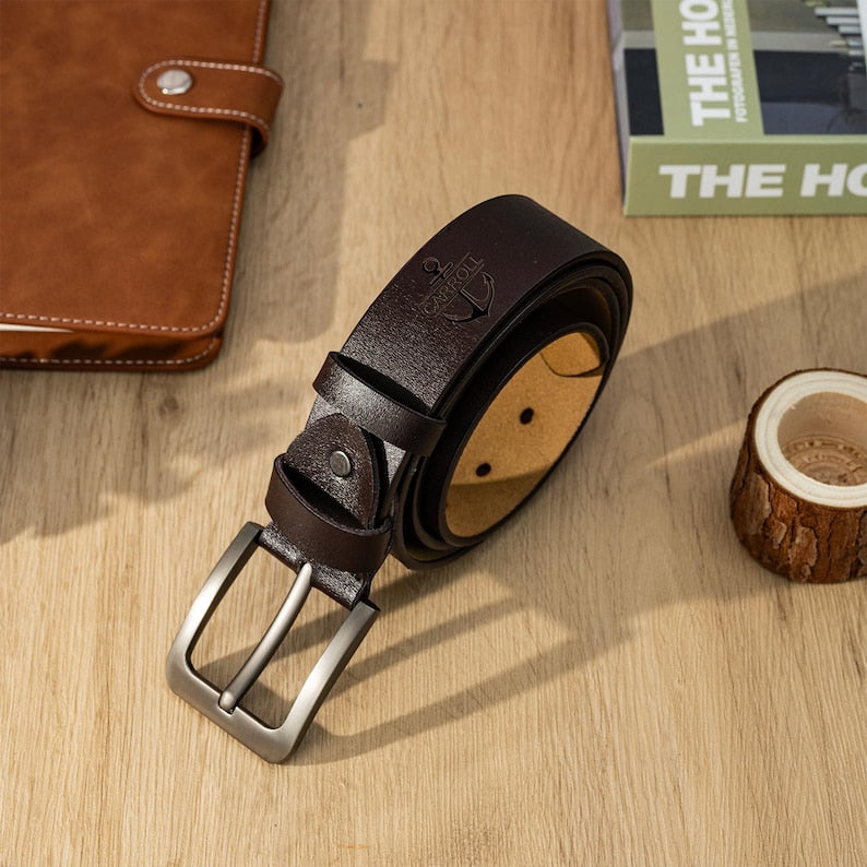 Funny Gift for Men, Custom Leather Belt for Dad, Handmade Belt Gift for Husband, Boyfriend, Anniversary Gift, Fathers Day Gift, Men's Belt
