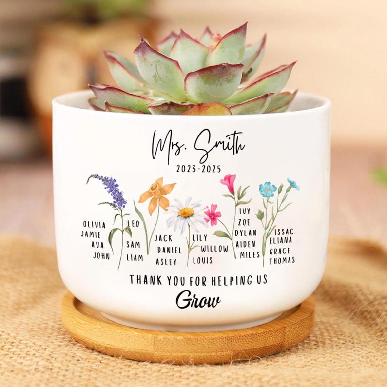 Custom Teacher Plant Pot, Teacher Appreciation Gift, Thank You Teacher Plant Pot, End Of Year Gift, Thank You Gifts, Back to School Gifts
