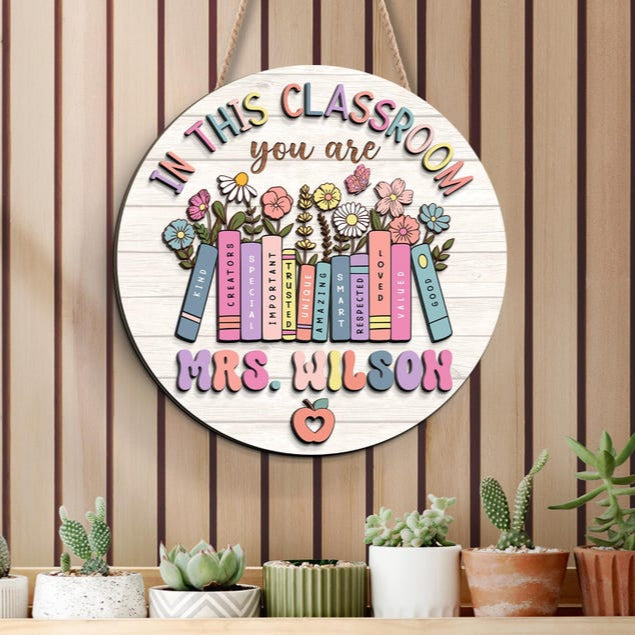 Personalized Teacher Door Sign, Teacher Gifts, Classroom Door Hanger, Welcome Teacher Sign, Teacher Appreciation Sign, Back To School Gift