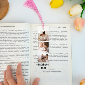 Personalised Mom Photo Bookmark, Custom Mother Photo Collage Acrylic Bookmarks, Mother's Day Gift, Bookmark With Tassel, Mum Nana Birthday Gifts