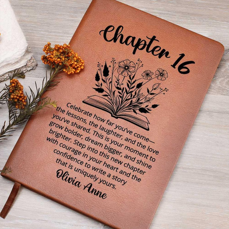Personalized 16th Birthday Gifts for Her Custom Name Journal Chapter 16 Notebook Turning Sixteen Friend Daughter Granddaughter Sister Bday