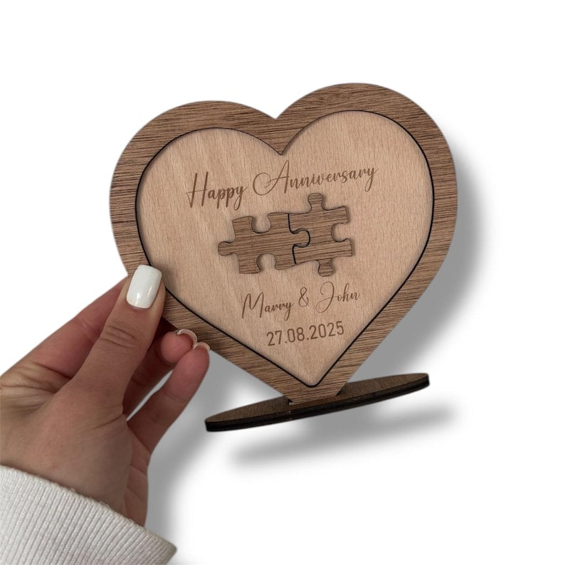 5th Wedding Wood Anniversary Card Jigsaw PuzzlesKeepsake PERSONALISED Gifts Husband Wife 5 Years Couple Gift for Her Him Wooden Custom Valen