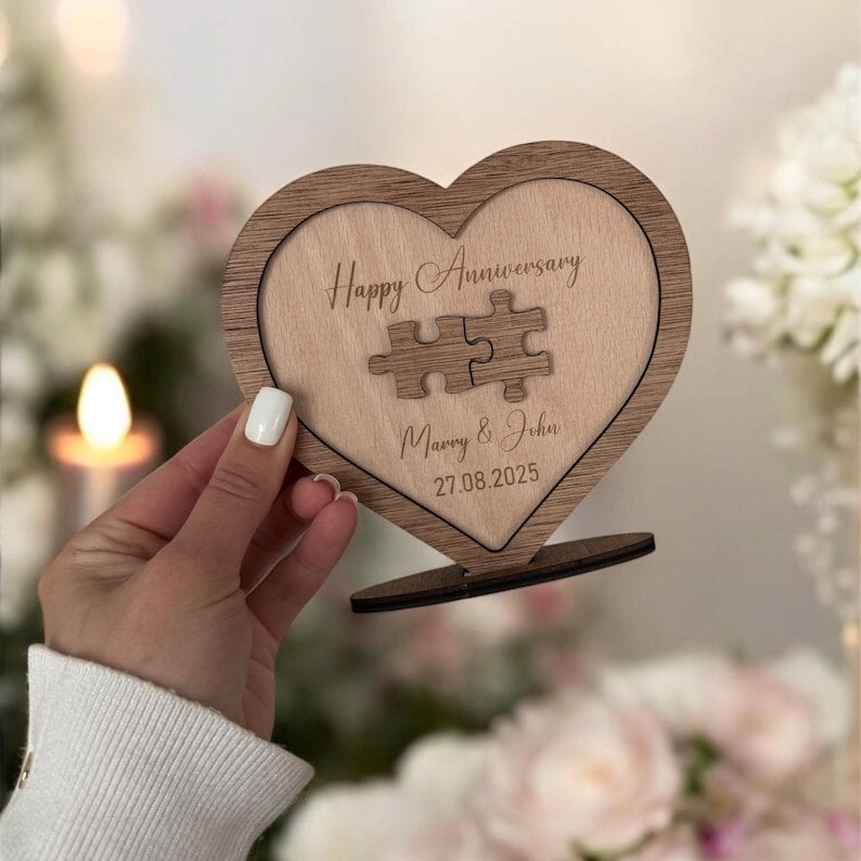 5th Wedding Wood Anniversary Card Jigsaw PuzzlesKeepsake PERSONALISED Gifts Husband Wife 5 Years Couple Gift for Her Him Wooden Custom Valen