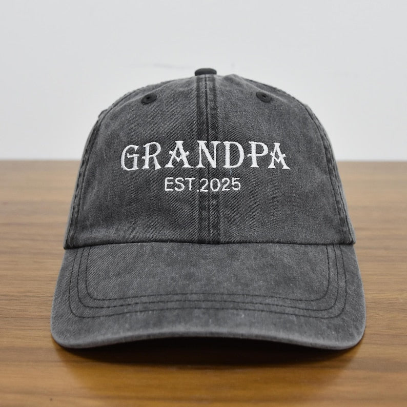 Personalized Granpa Hat, Custom Embroidered Established Grandpa Hat, Est Dad Baseball Hat, Unstructured Grandpa Hat, Father's Day Gift