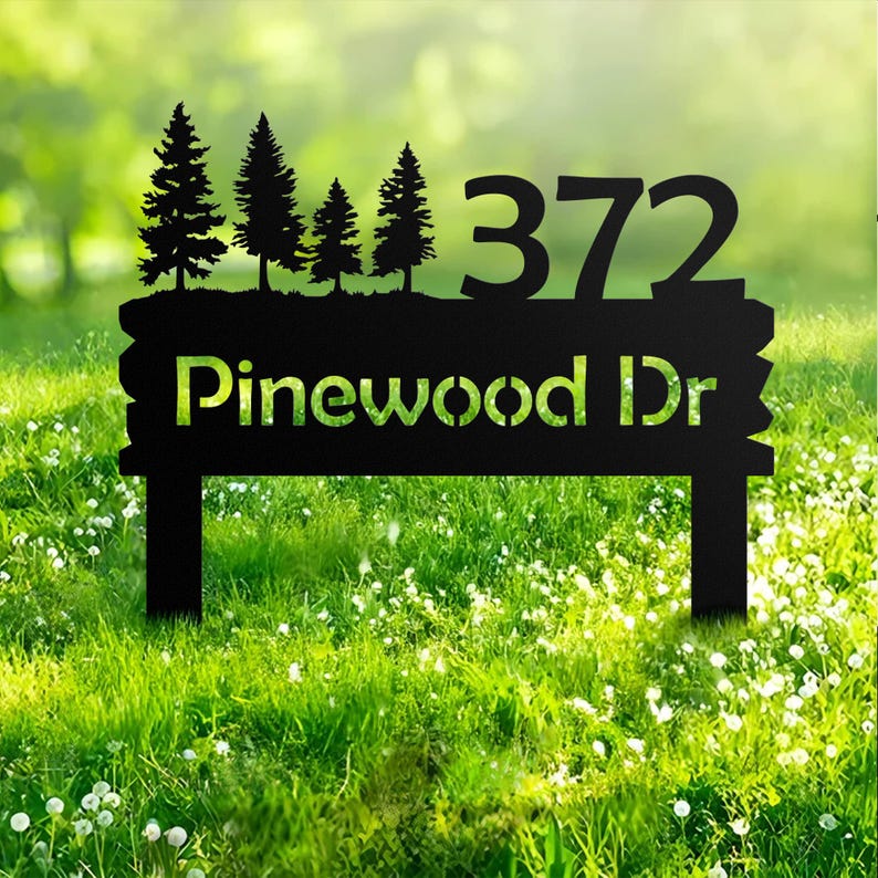 Custom Metal Address Yard Sign with House Number, Personalized Lawn Address Stake, Custom Address Sign, Outdoor Home Marker, Garden Sign
