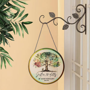 Anniversary Glass Suncatcher, Personalized Wedding Gift, Anniversary Present for Couples, Gift for Couples, Wedding Memory Glass