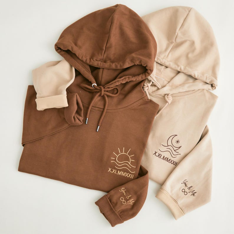 Personalized Couple Hoodie - Sweatshirt, Sun & Moon Embroidery, Custom Roman Numerals Sweatshirt, His and Hers Outfit, Wedding Gift, Anniversary Hoodie il_794xN.6800956293_1er9.jpg