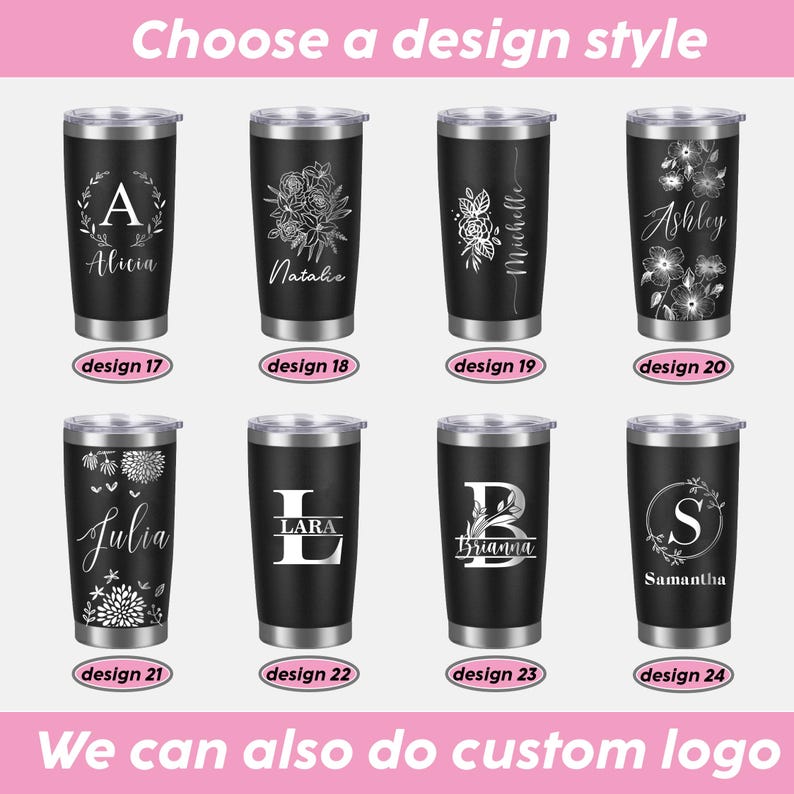 Custom 20oz Holiday Tumbler, Personalized Tumbler, Girls trip gifts, Travel Mug, Laser Engraved Cups, Stainless Steel Mug, Beach Tumbler